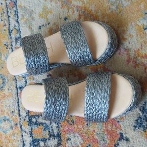 Beach By Matisse Ocean Ave Braided Raffia Espadrille Platform Sandals Blue 10